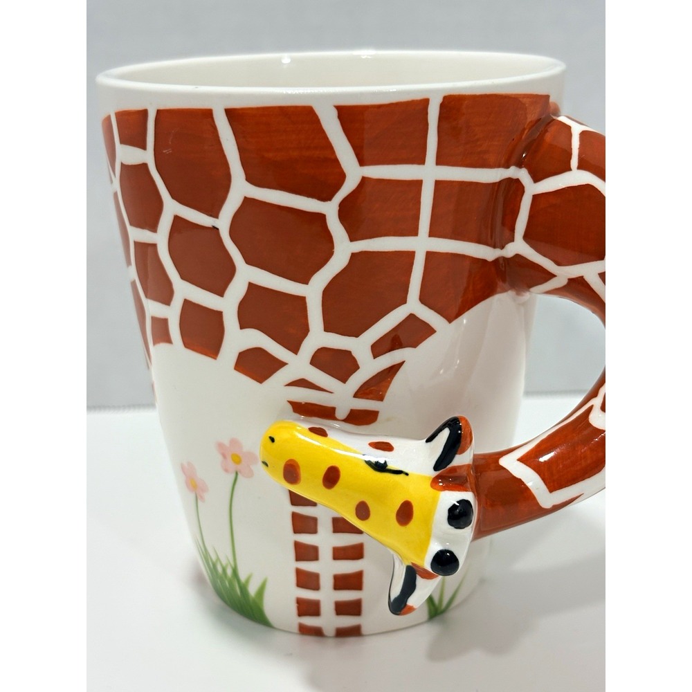 Servette Home Giraffe Novelty Animal Print Ceramic Coffee Mug, White/Brown